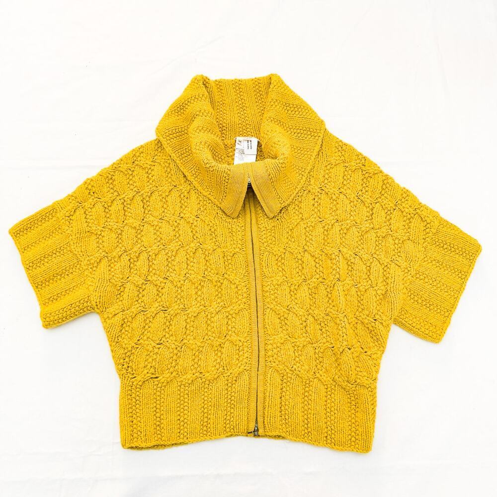 Laurel Wool Heavy Alpaca Knit Zipper Woven Sweater Short Sleeve Size 38 Germany